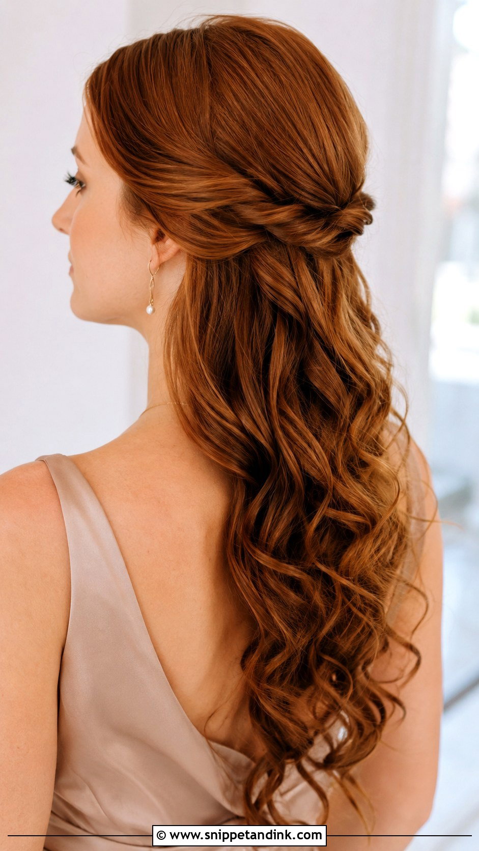 Long Bridesmaid Twisted Half Up - Snippet and Ink - 20 Long Hairstyles for Bridesmaids