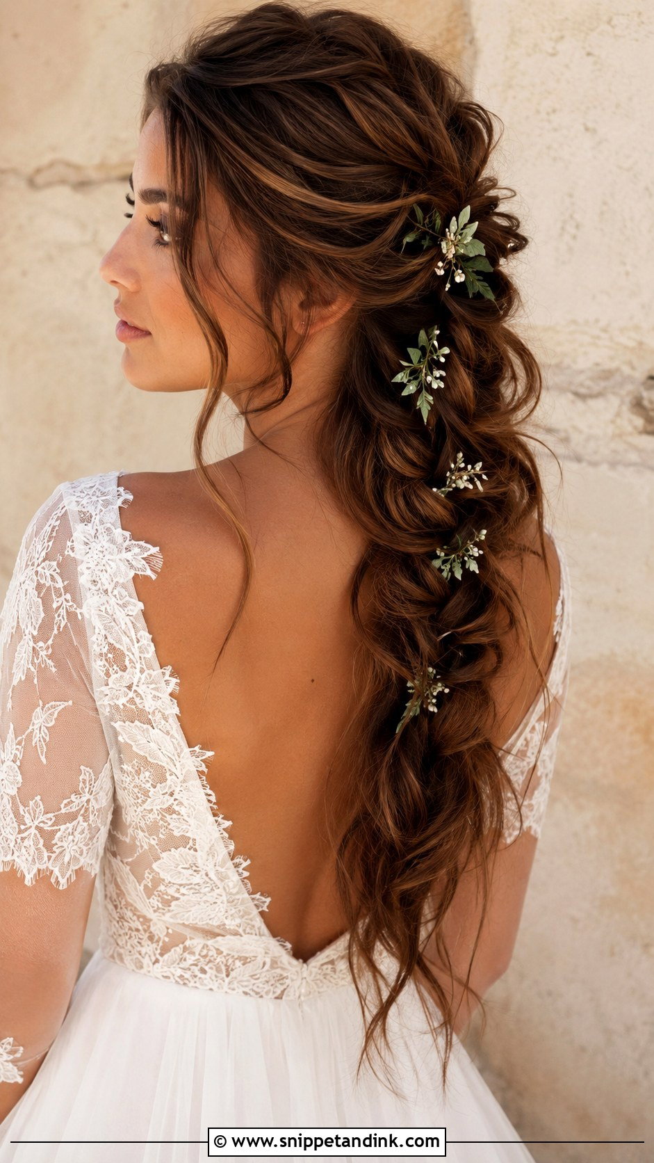 Long Brown Hair Boho Braid Wedding Hairstyle - Snippet and Ink - 15 Long Brown Hair Wedding Hairstyles