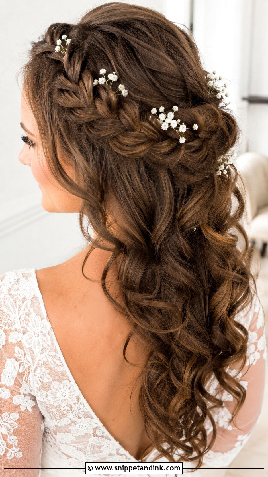 Long Brown Hair Braided Crown Wedding Hairstyle - Snippet and Ink - 15 Long Brown Hair Wedding Hairstyles