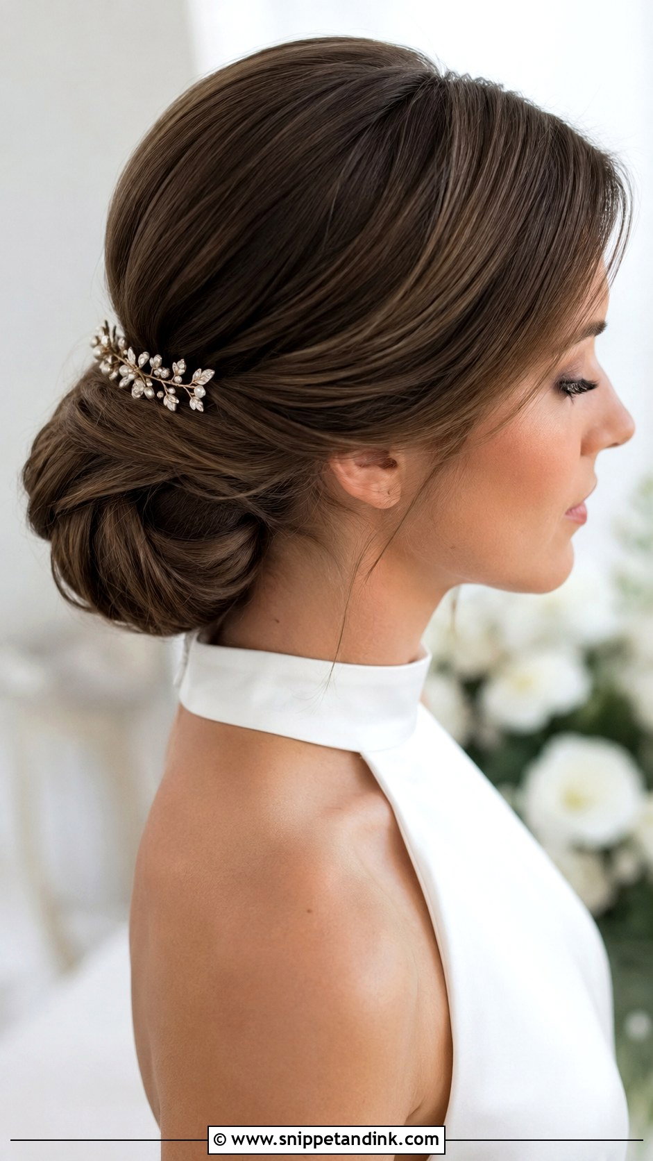 Long Brown Hair Chignon Wedding Hairstyle - Snippet and Ink - 15 Long Brown Hair Wedding Hairstyles
