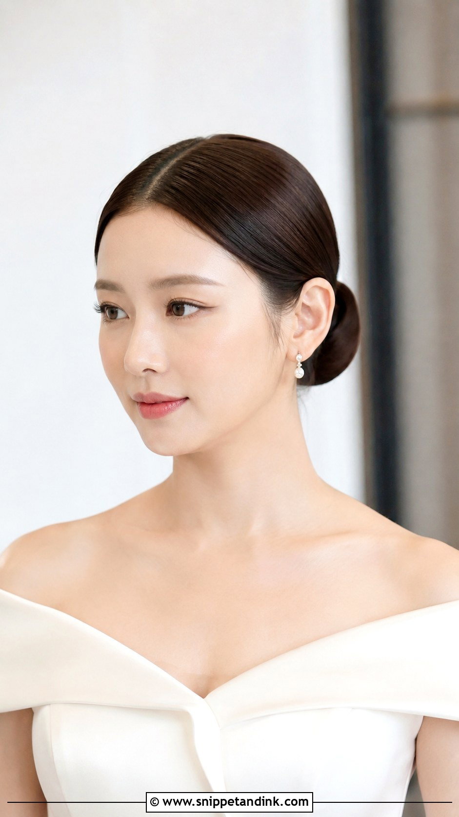 Long Brown Hair Sleek Bun Wedding Hairstyle - Snippet and Ink - 15 Long Brown Hair Wedding Hairstyles