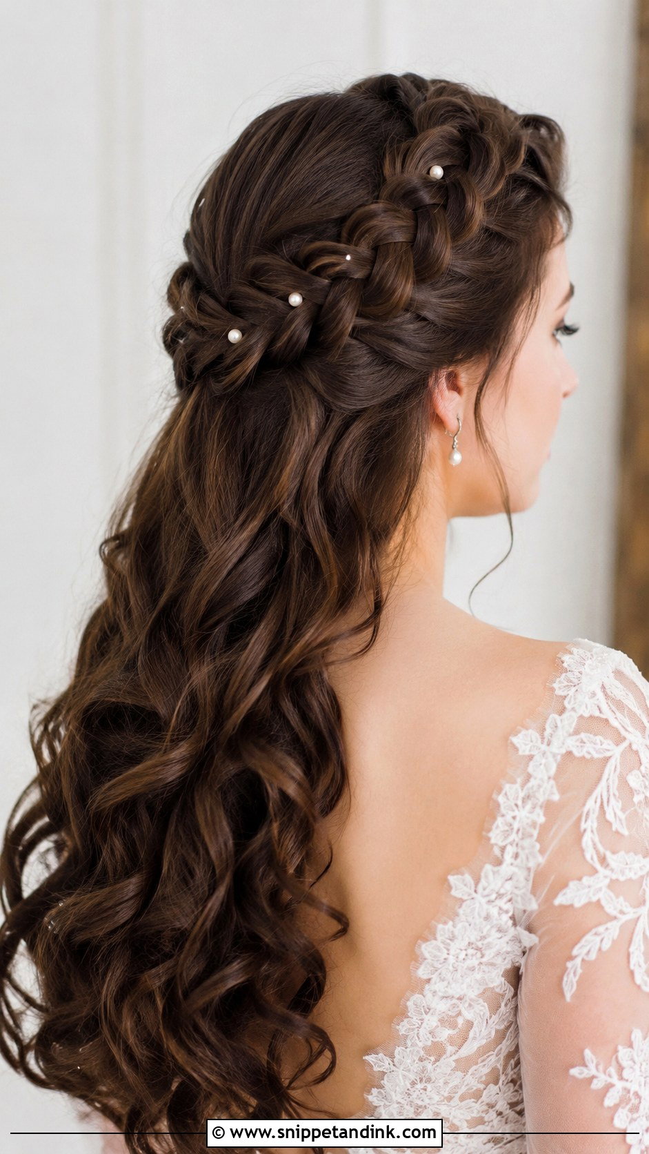 Long Brown Wedding Hair Braided Crown - Snippet and Ink - 15 Long Brown Wedding Hair Ideas