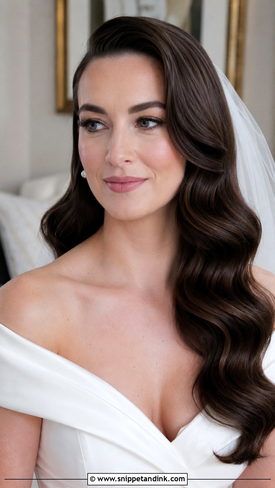 Long Brown Wedding Hair Hollywood Waves - Snippet and Ink - 15 Long Brown Wedding Hair Ideas