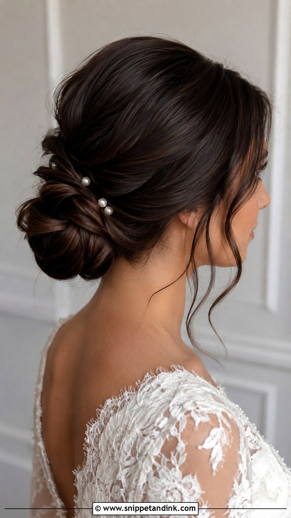 Long Brown Wedding Hair Low Bun - Snippet and Ink - 15 Long Brown Wedding Hair Ideas