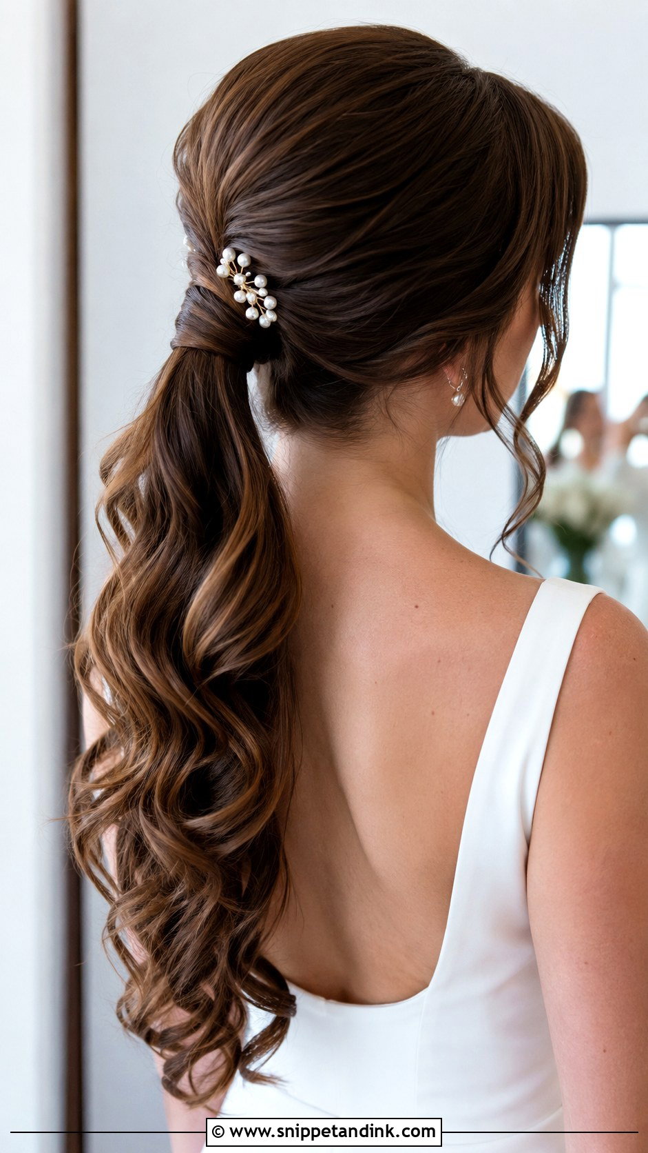 Long Brown Wedding Hair Ponytail - Snippet and Ink - 15 Long Brown Wedding Hair Ideas