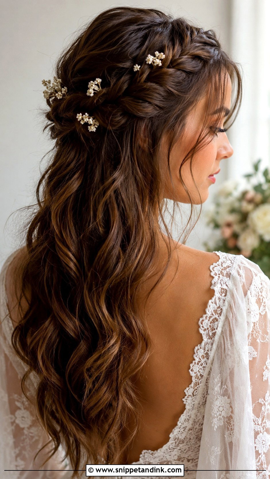 Long Brunette Wedding Hair Braided Crown - Snippet and Ink - 15 Long Brunette Wedding Hair Ideas