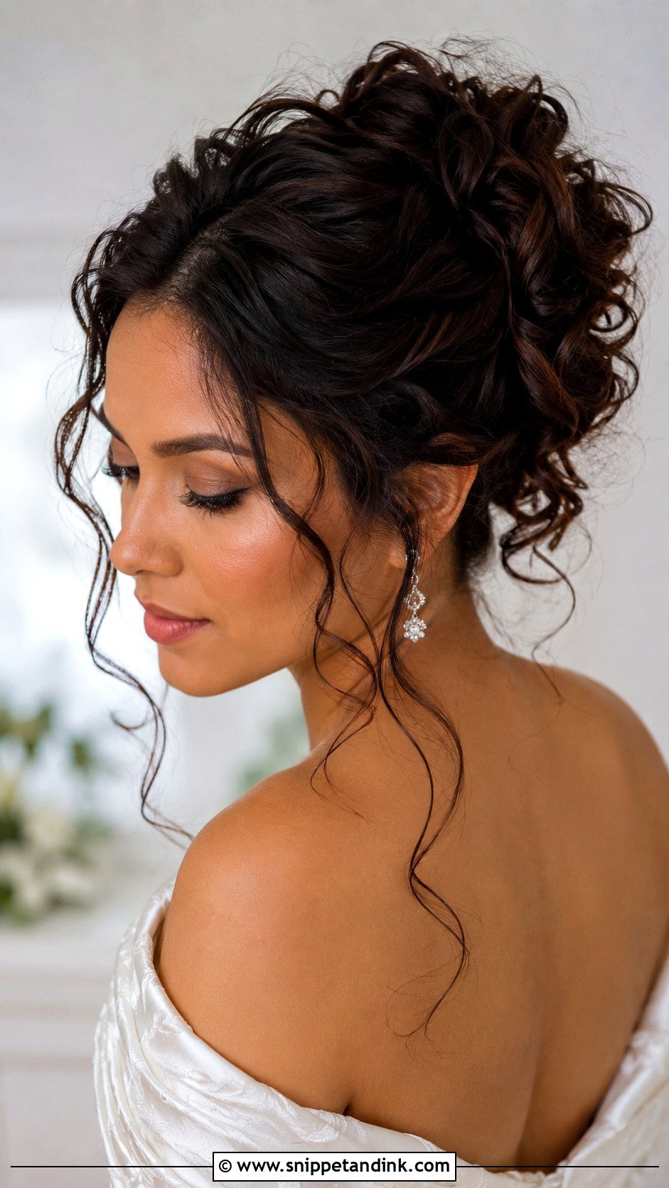 Long Brunette Wedding Hair Curly Updo - Snippet and Ink - 15 Long Brunette Wedding Hair Ideas