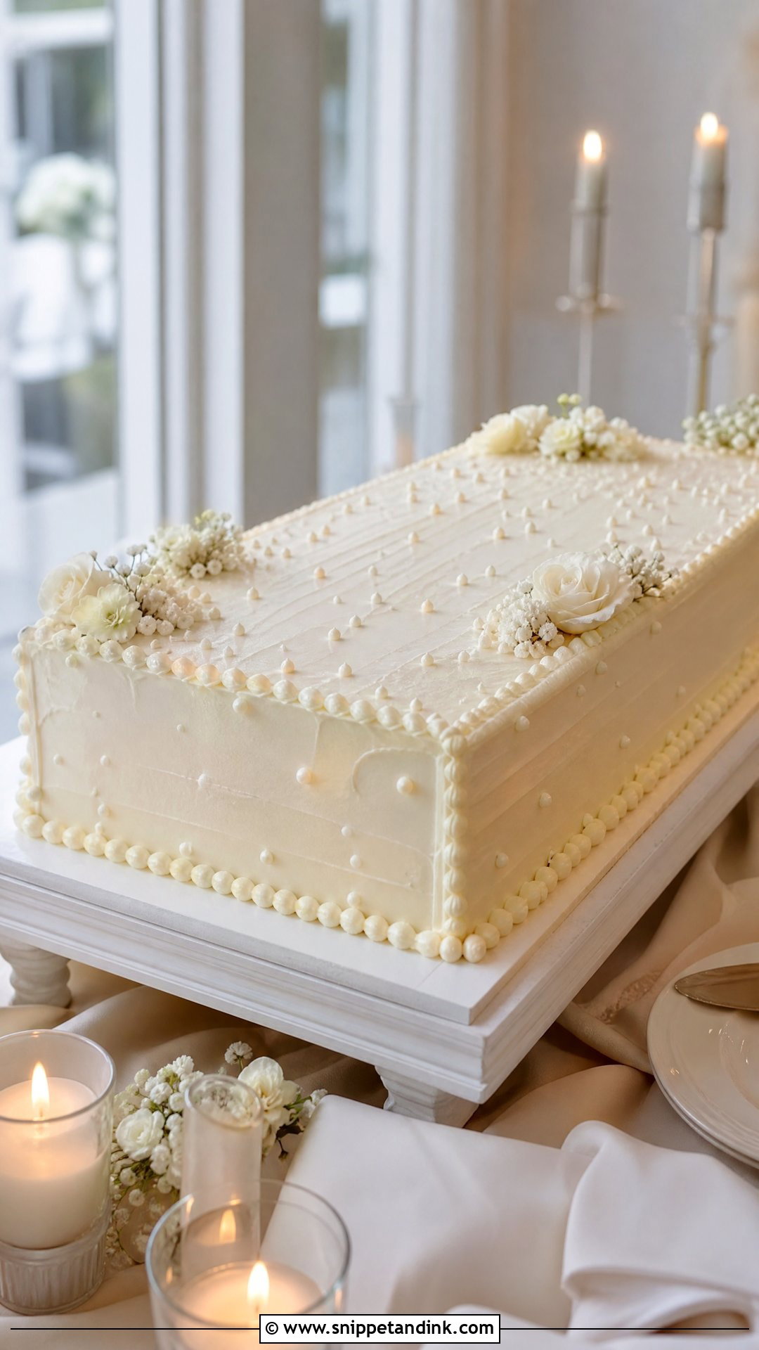 Long Buttercream Wedding Cake - Snippet and Ink - 20 Long Wedding Cake Ideas