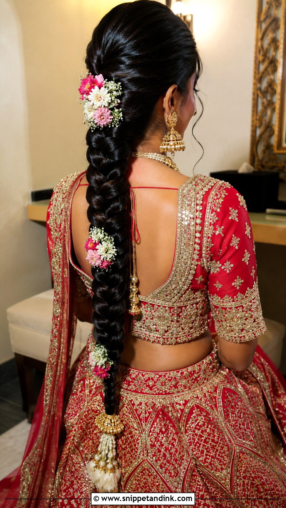 Long Classic Braid With Extensions - Snippet and Ink - 25 Indian Braided Hairstyles for Wedding