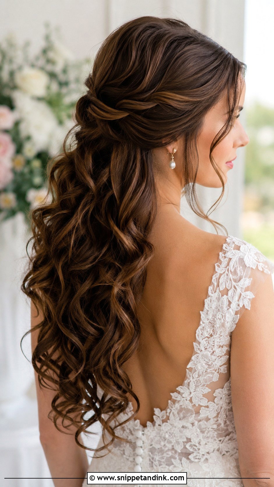 Long Curled Half Up Wedding Hair - Snippet and Ink - 15 Long Curled Wedding Hair Ideas