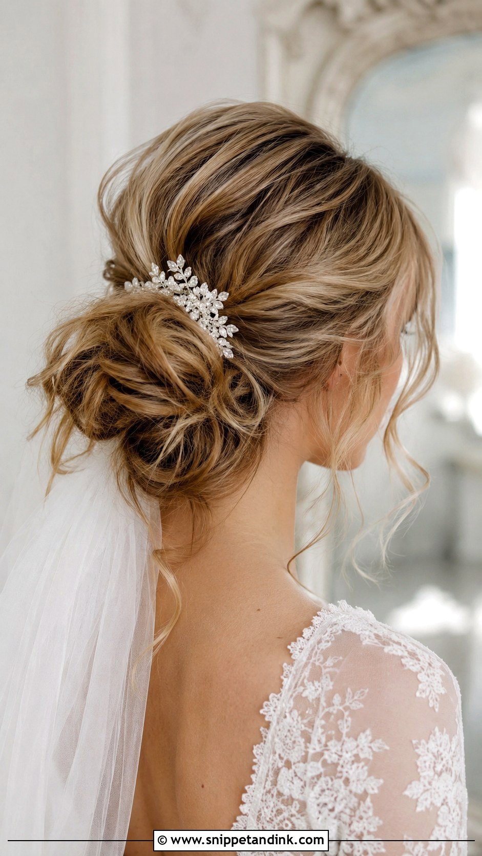 Long Curled Low Bun Wedding Hair - Snippet and Ink - 15 Long Curled Wedding Hair Ideas