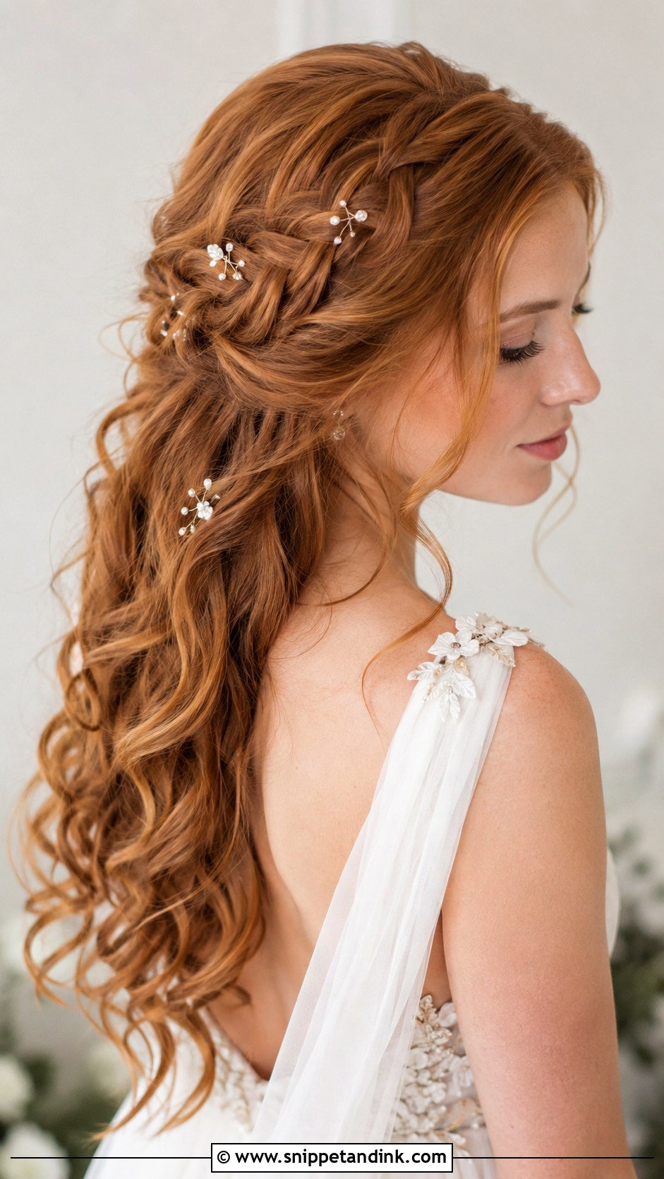 Long Curled Wedding Hair With Braid - Snippet and Ink - 15 Long Curled Wedding Hair Ideas