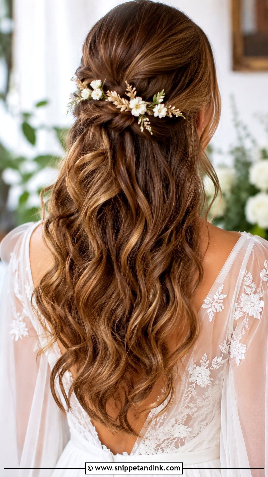 Long Curled Wedding Hair With Flowers - Snippet and Ink - 15 Long Curled Wedding Hair Ideas