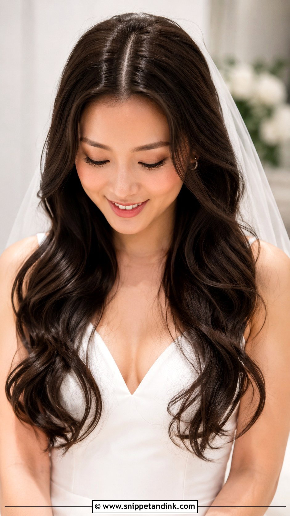 Long Curled Wedding Hair With Middle Part - Snippet and Ink - 15 Long Curled Wedding Hair Ideas