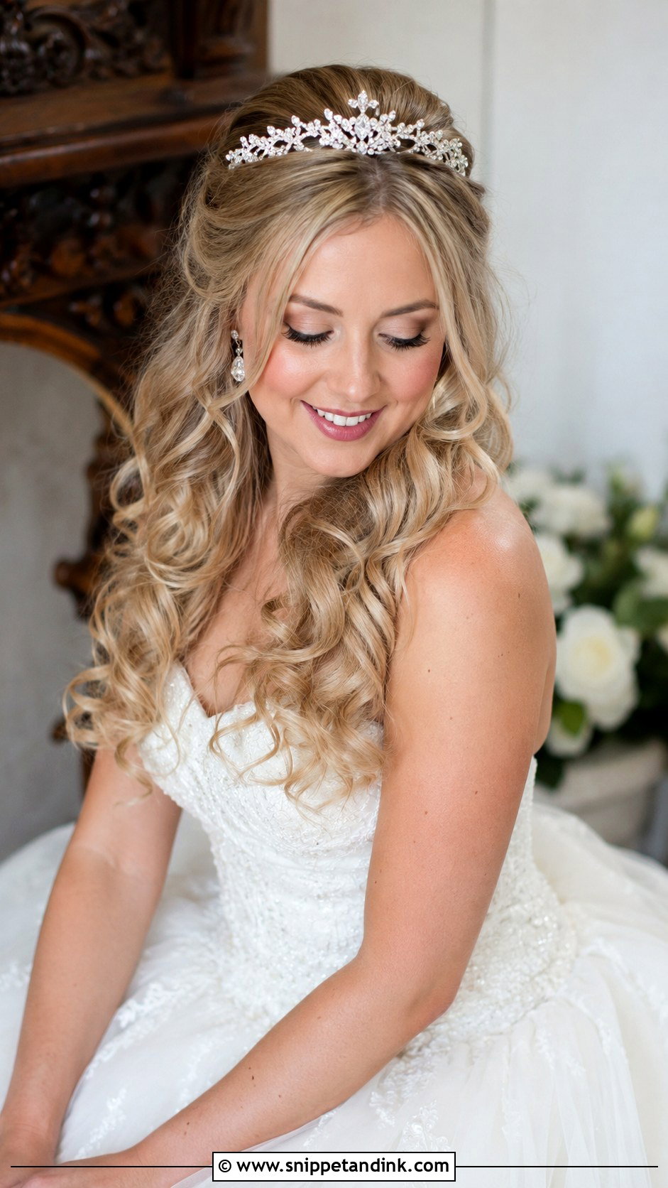 Long Curled Wedding Hair With Tiara - Snippet and Ink - 15 Long Curled Wedding Hair Ideas