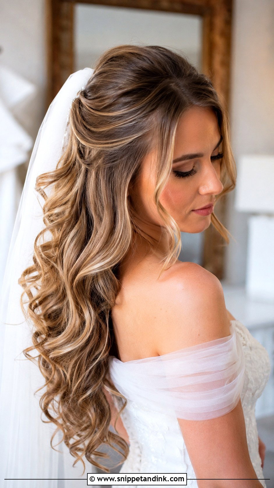 Long Curled Wedding Hair With Veil - Snippet and Ink - 15 Long Curled Wedding Hair Ideas