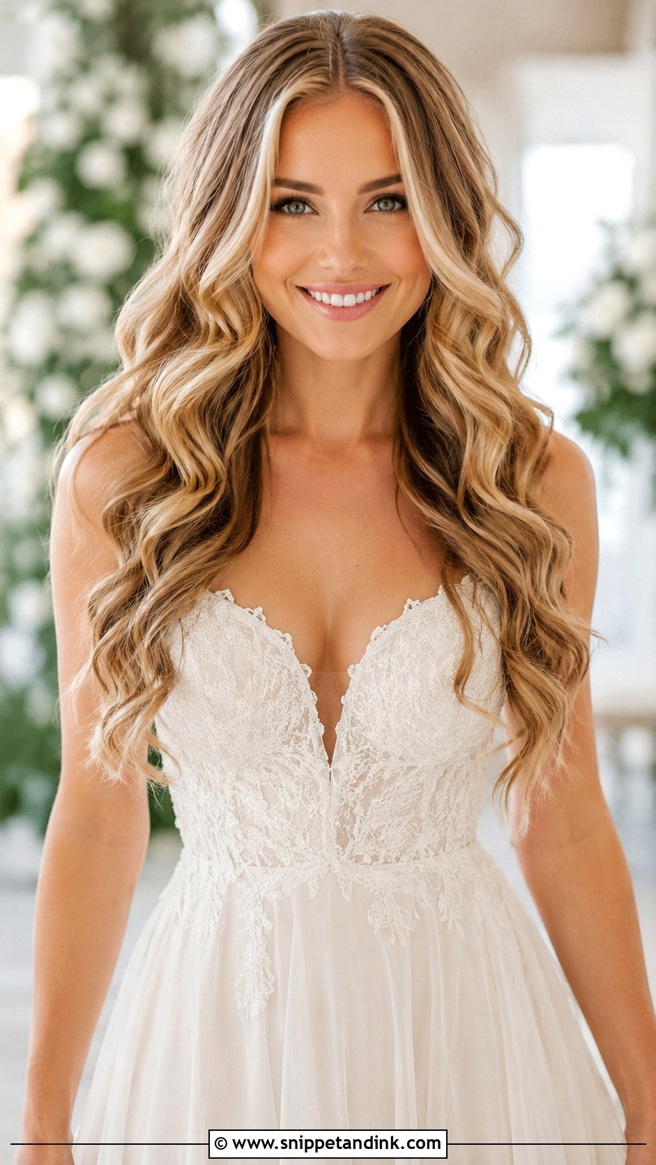 Long Curls Down With Center Part - Snippet and Ink - 25 Wedding Curls