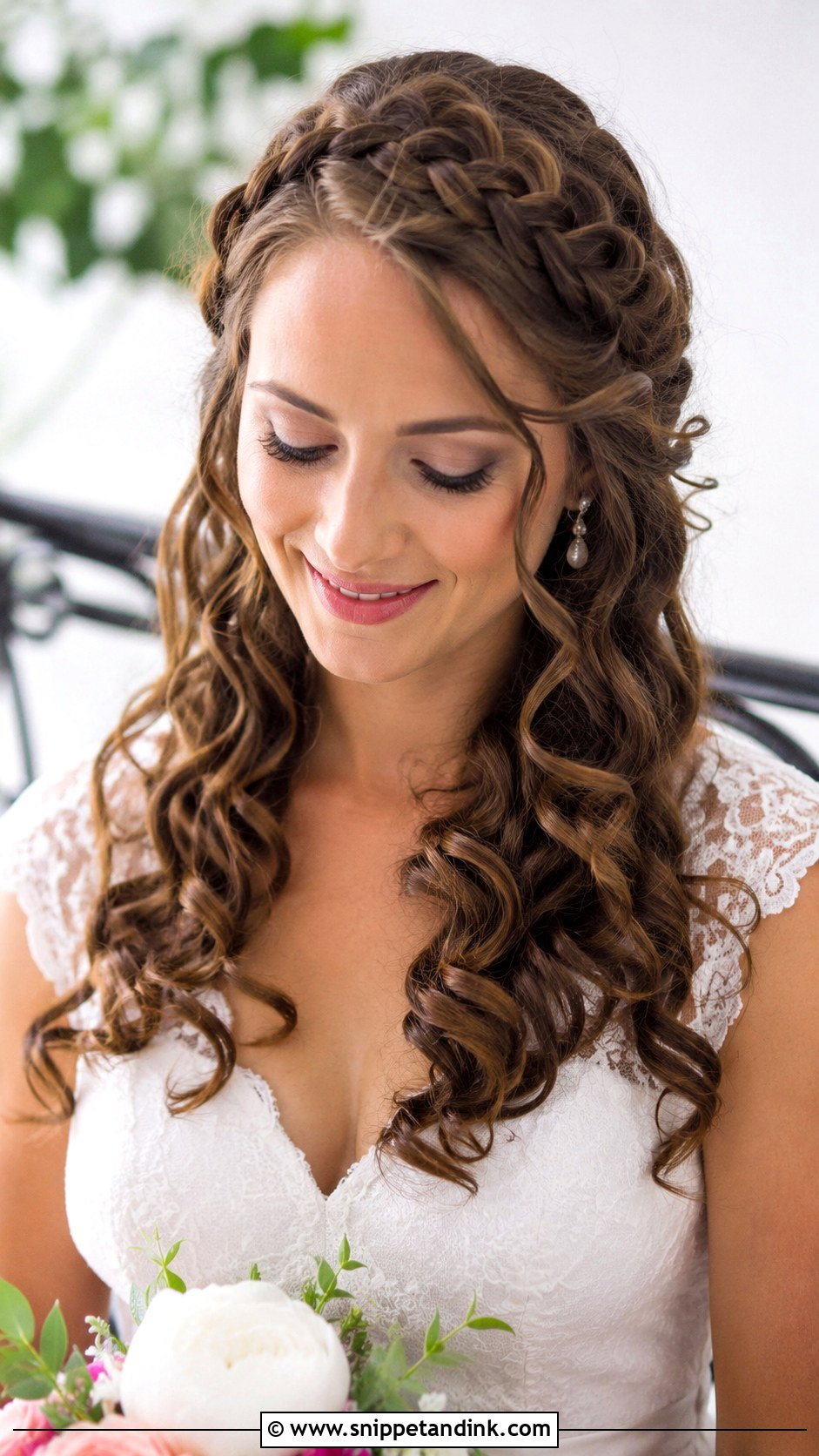 Long Curls With Braided Crown Wedding Hair - Snippet and Ink - 20 Long Curls Wedding Hair