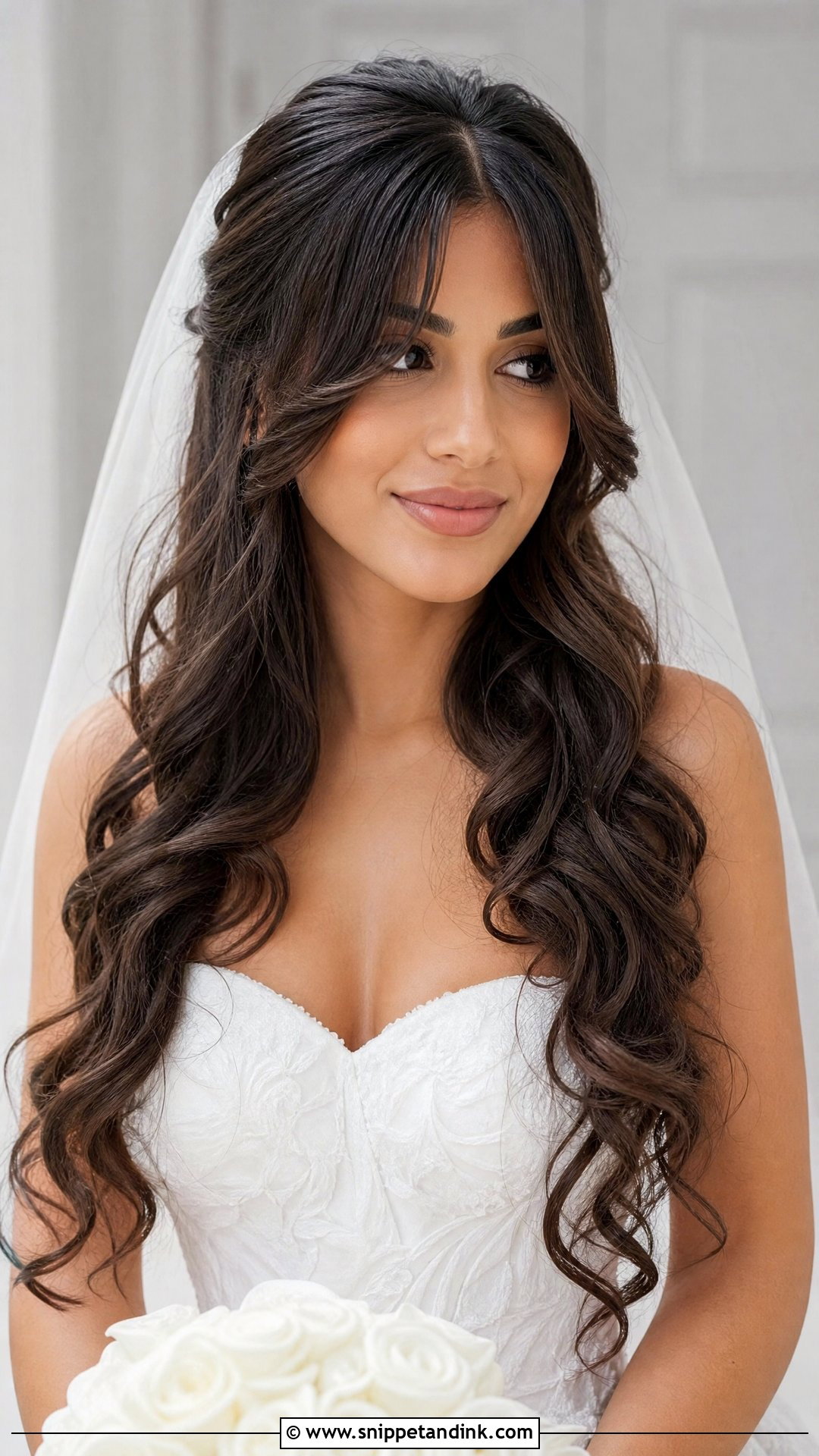 Long Curls With Curtain Bangs - Snippet and Ink - 15 Bride Hairstyle with Bangs