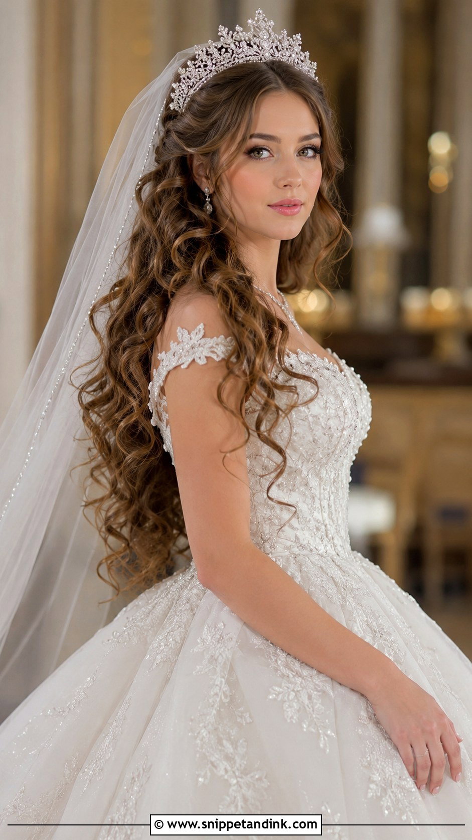 Long Curls With Tiara Wedding Hair - Snippet and Ink - 20 Long Curls Wedding Hair