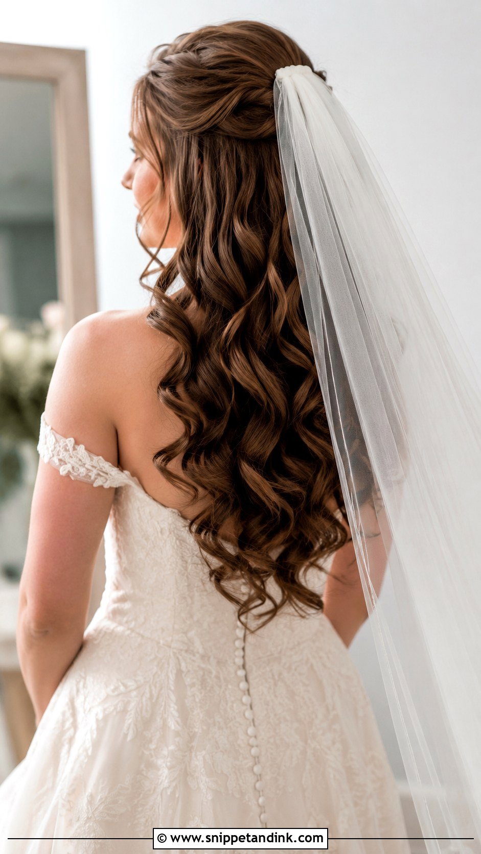 Long Curls With Veil Wedding Hair - Snippet and Ink - 20 Long Curls Wedding Hair
