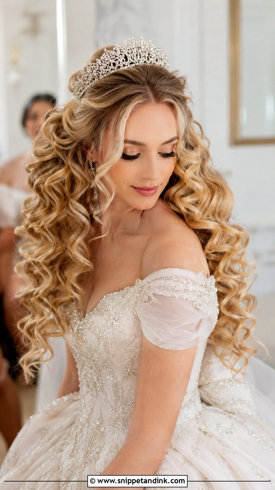 Long Curls With a Tiara - Snippet and Ink - 20 Long Curled Hairstyles for Wedding