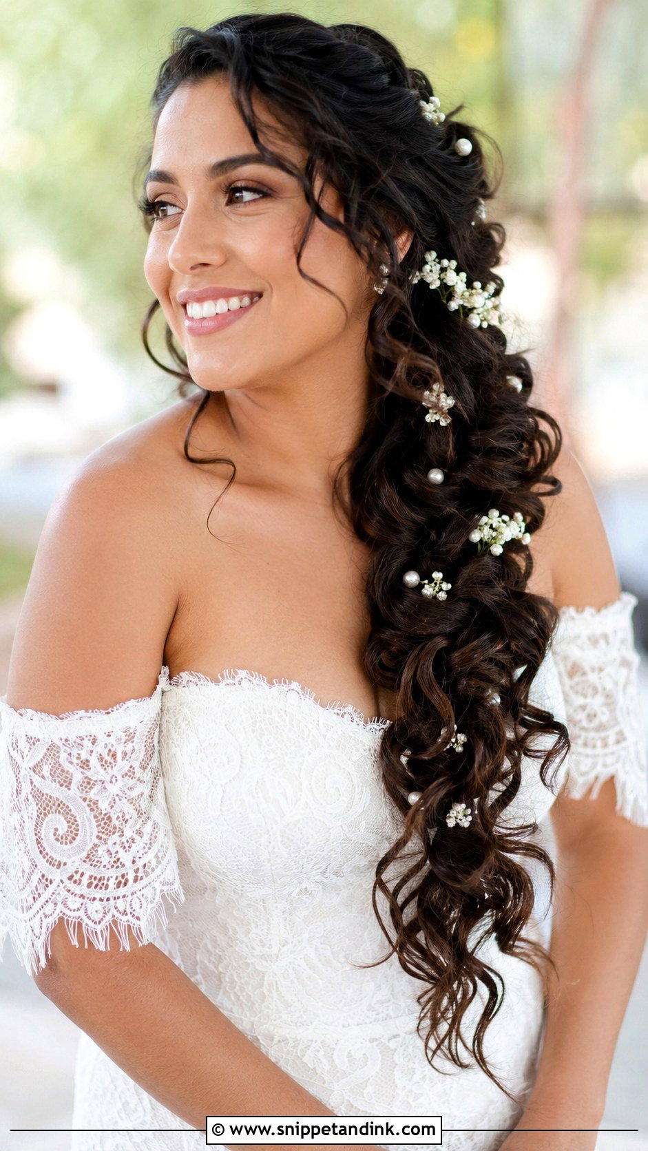 Long Curly Bridal Braid - Snippet and Ink - 20 Long Curly Bridal Hair Ideas