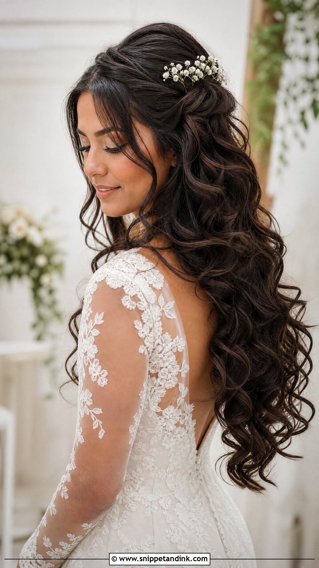 Long Curly Bridal Hair - Snippet and Ink - 15 Bridal Hairstyle for Curly Hair Ideas