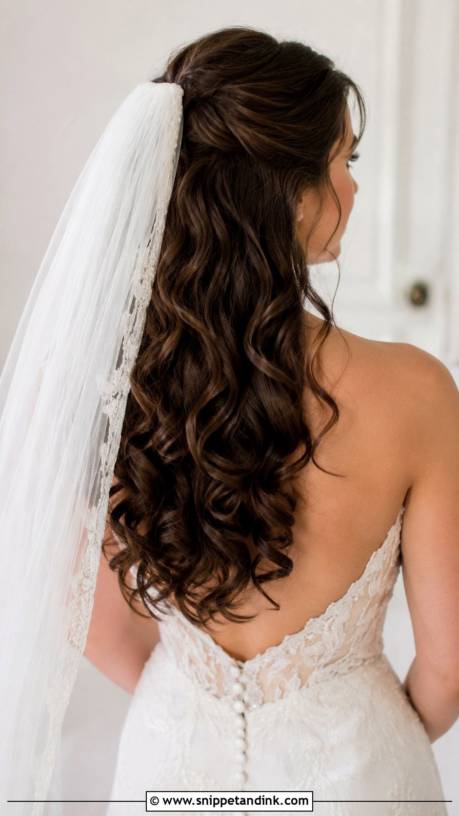 Long Curly Hair With Veil - Snippet and Ink - 25 Long Curly Wedding Hair Ideas