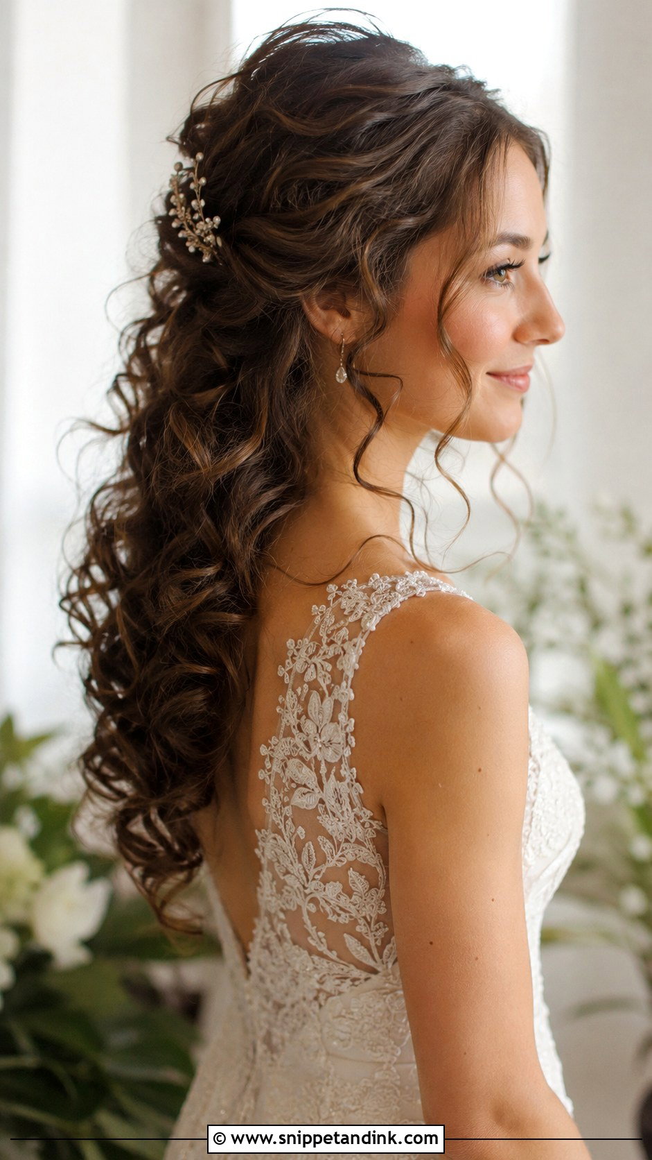 Long Curly Half Up Half Down Wedding Hair - Snippet and Ink - 20 Long Curls Wedding Hair