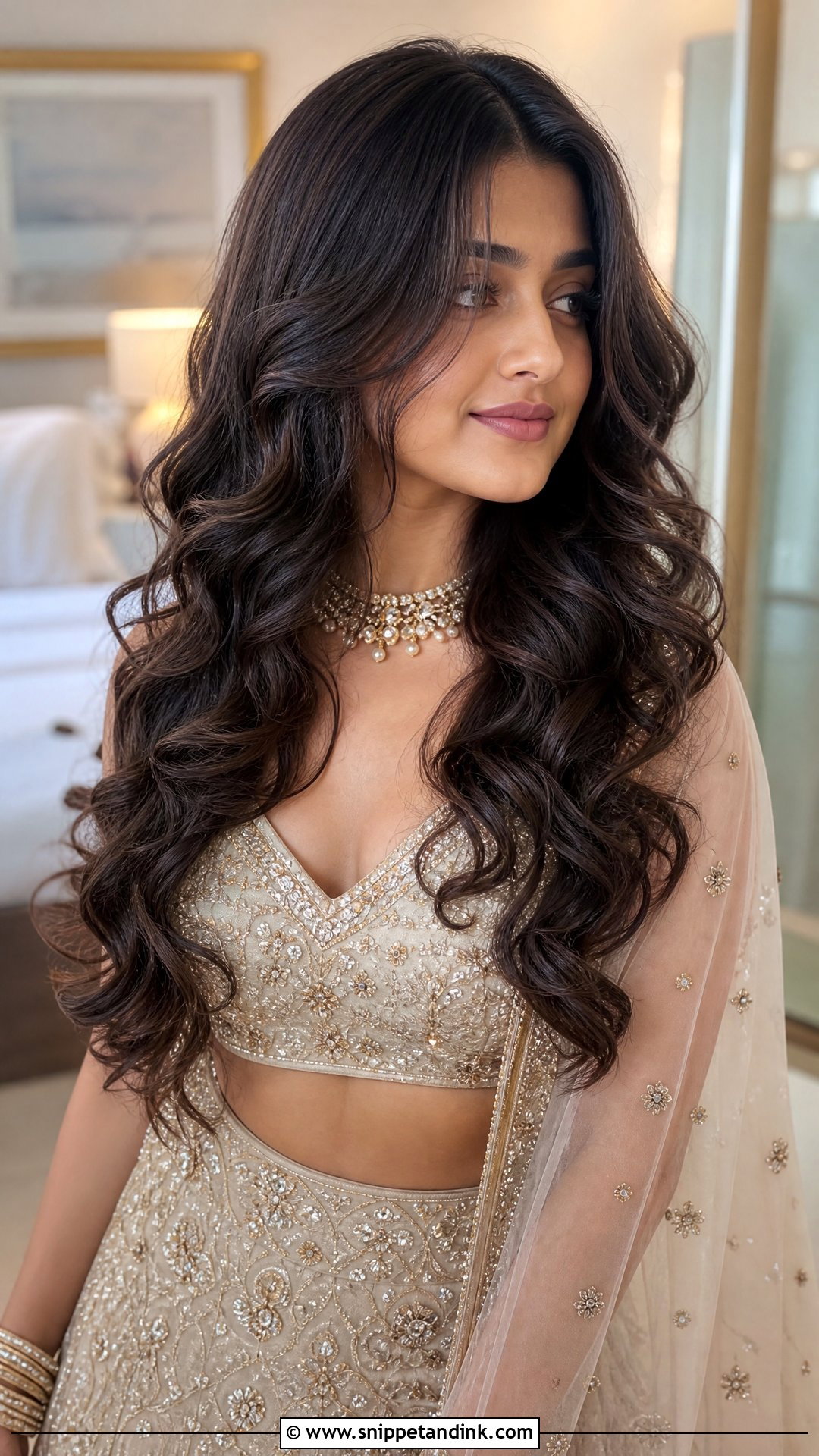 Long Curly Open Hairstyle For Lehenga - Snippet and Ink - 15 Curly Open Hairstyles Indian Wedding