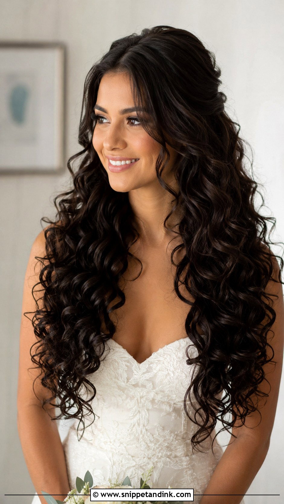Long Curly Wedding Hair - Snippet and Ink - 20 Elegant Curly Wedding Hairstyles