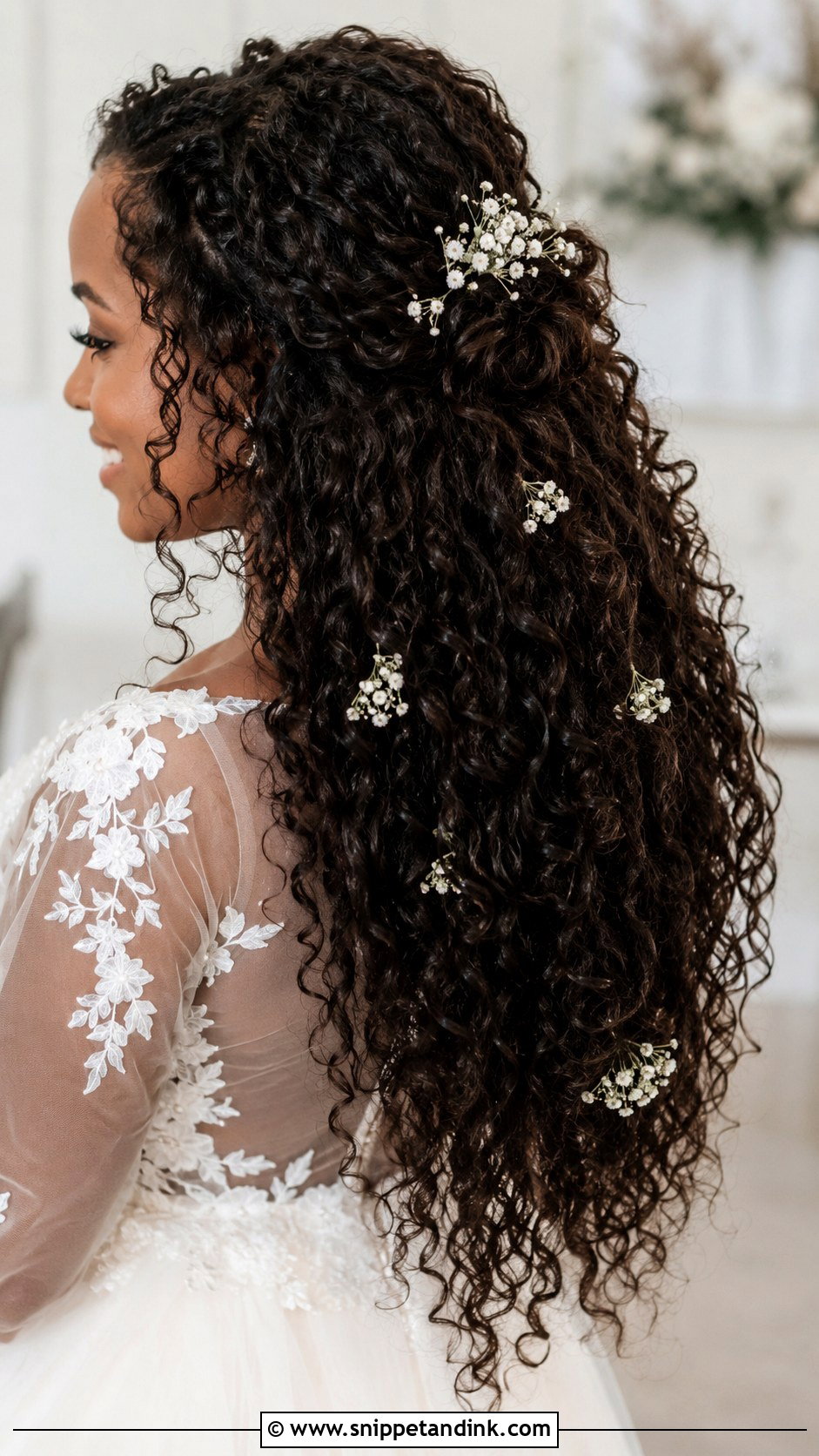 Long Curly Wedding Hair With Flowers - Snippet and Ink - 15 Wedding Hairstyles for Long Hair with Flowers
