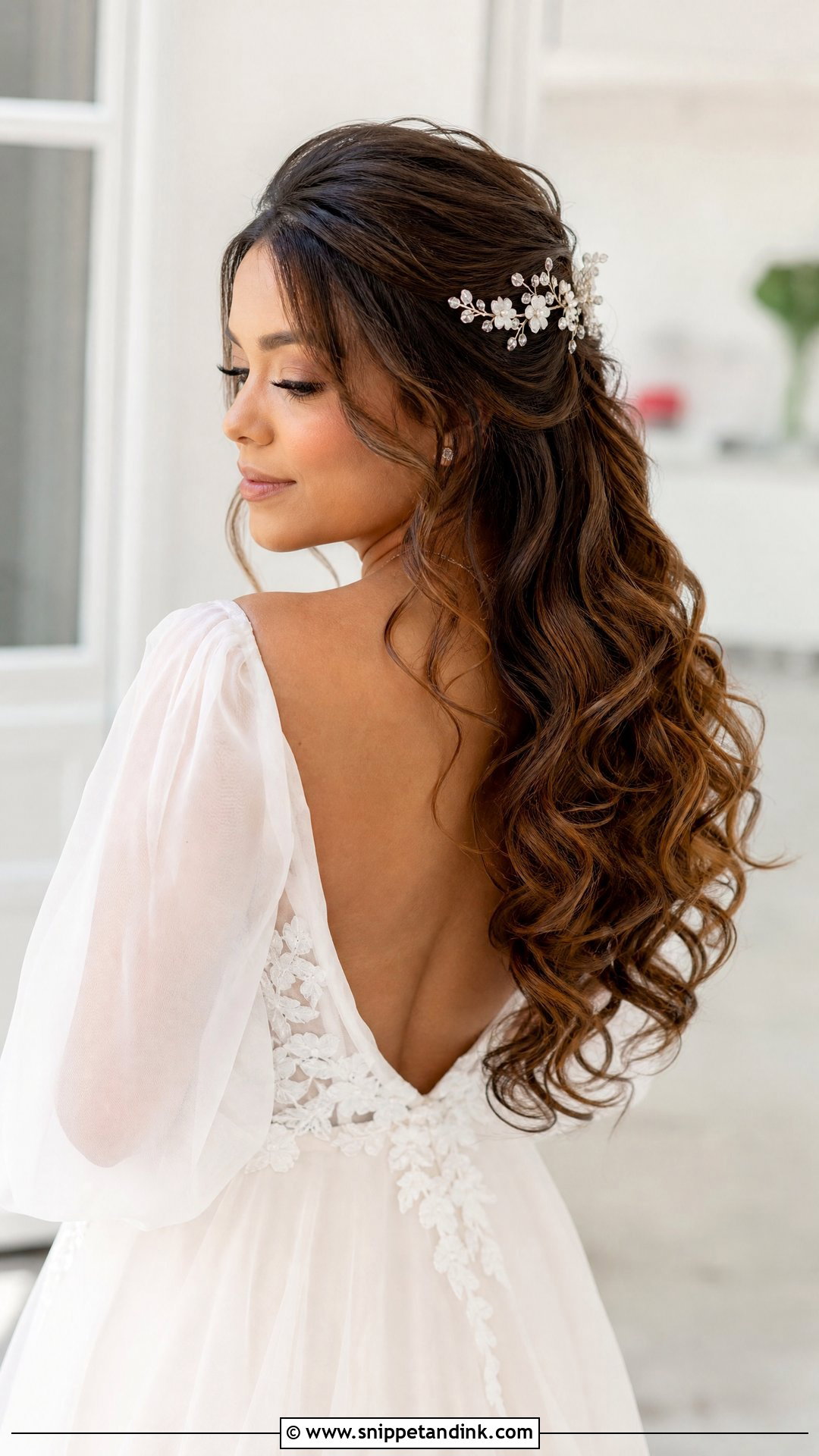 Long Curly Wedding Hairstyle - Snippet and Ink - 15 Curls Wedding Hairstyle