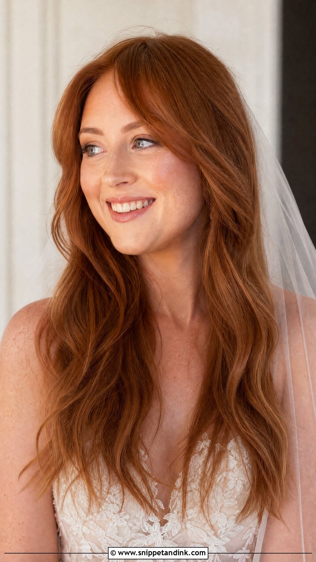 Long Feathered Layers With Curtain Bangs - Snippet and Ink - 20 70s Wedding Hair Ideas