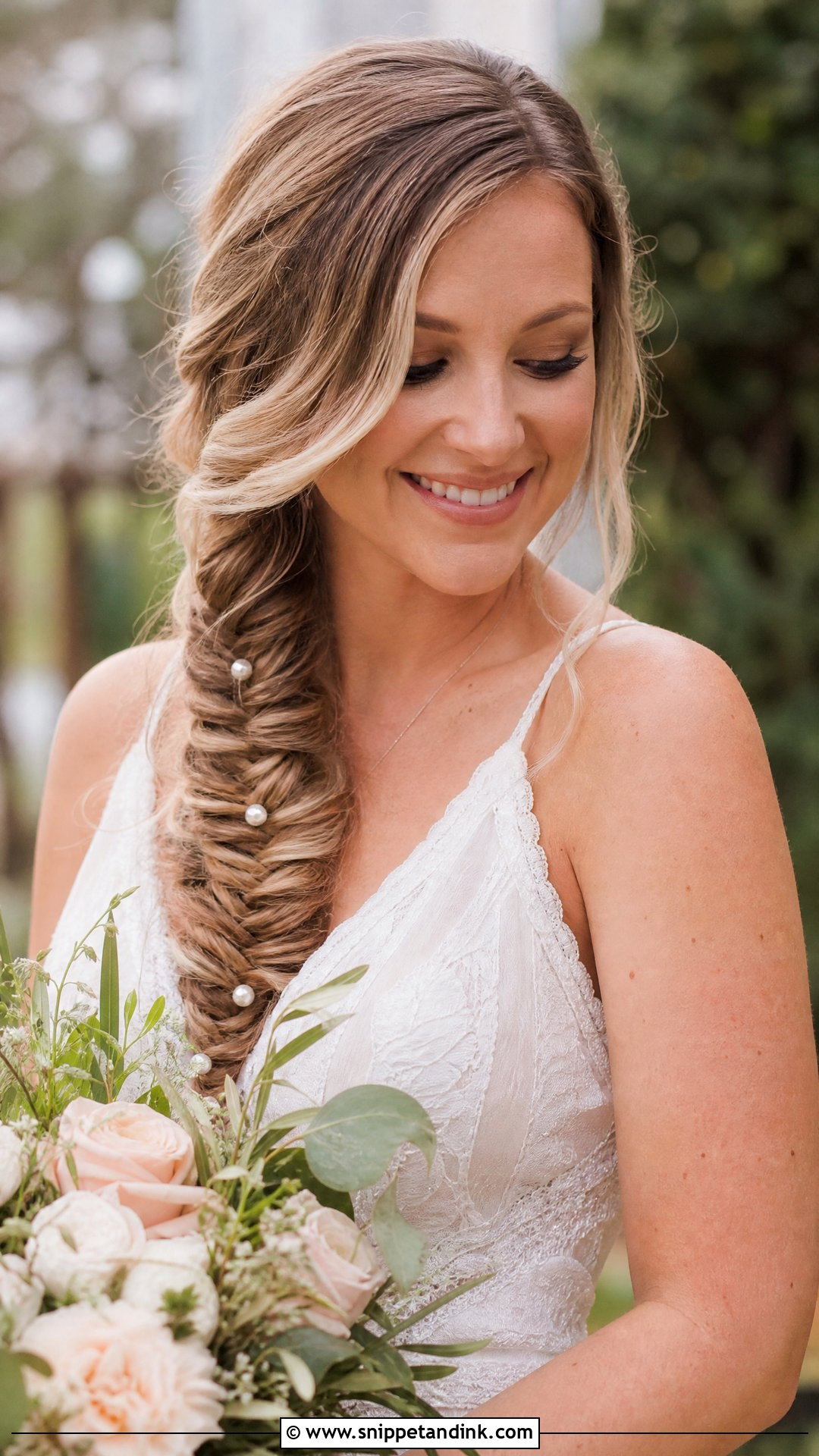 Long Fishtail Braid Down - Snippet and Ink - 20 Long Hair Down Wedding Styles