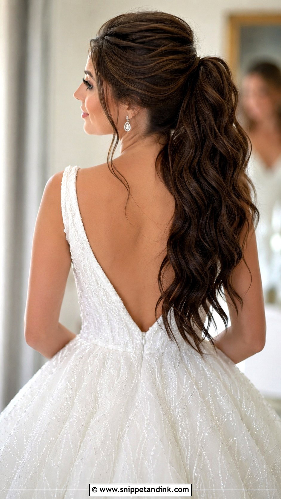 Long Flowing Bridal Ponytail - Snippet and Ink - 30 Bridal Ponytail Hairstyles