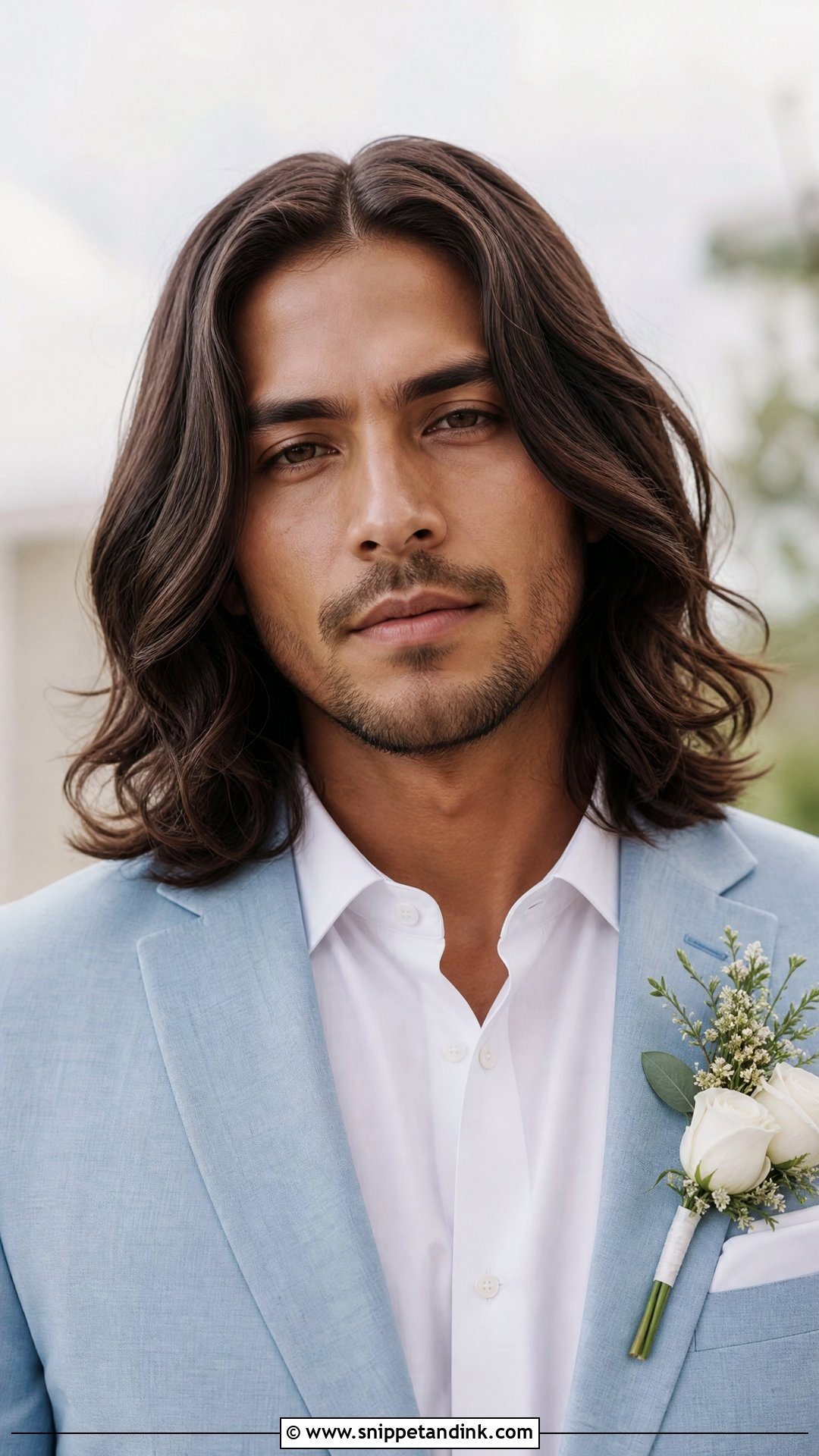 Long Flowing Hair Groom Look - Snippet and Ink - 20 Men’s Wedding Hair Ideas