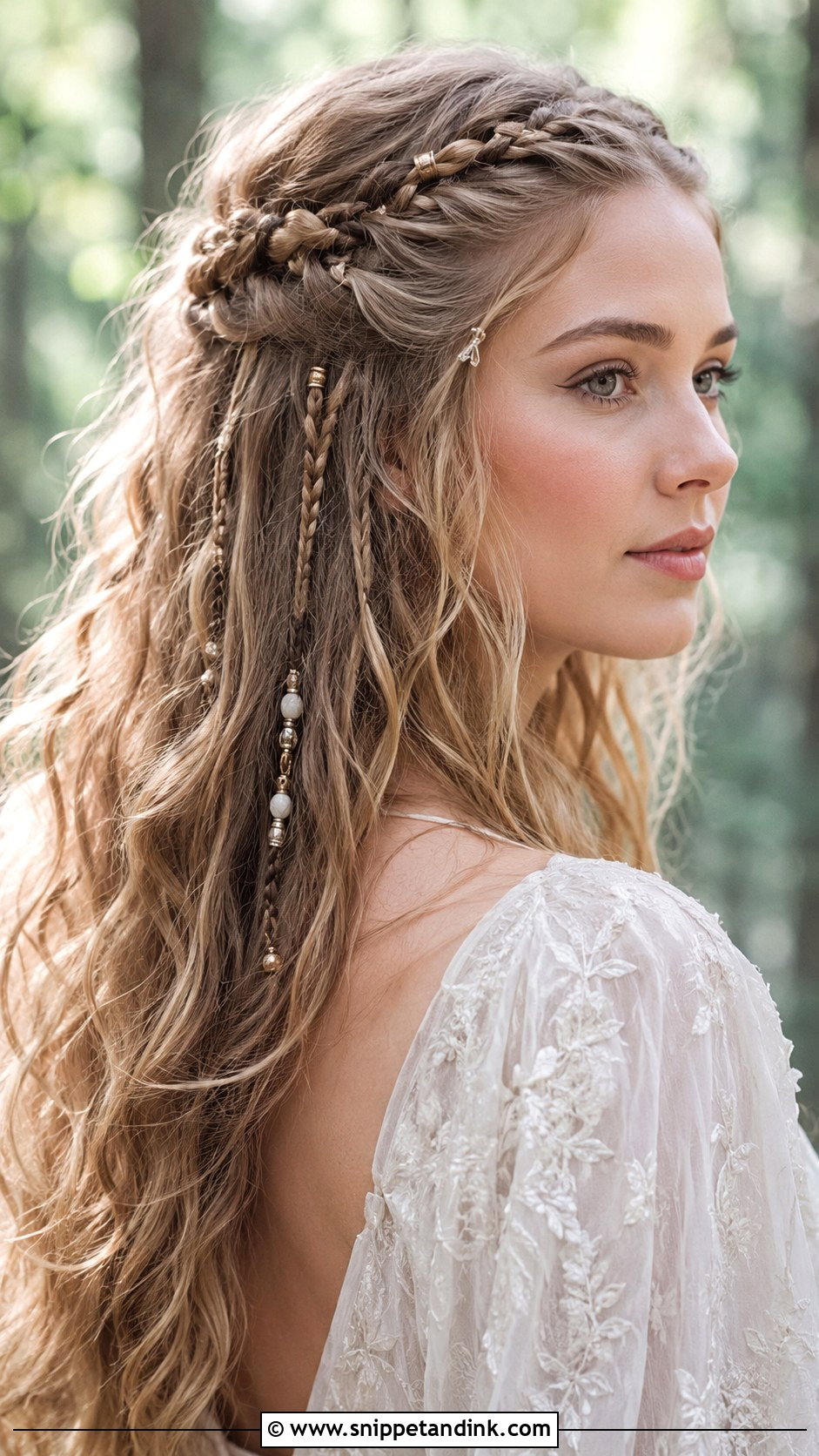 Long Flowing Hair With Small Viking Braids - Snippet and Ink - 25 Viking Wedding Hair Ideas