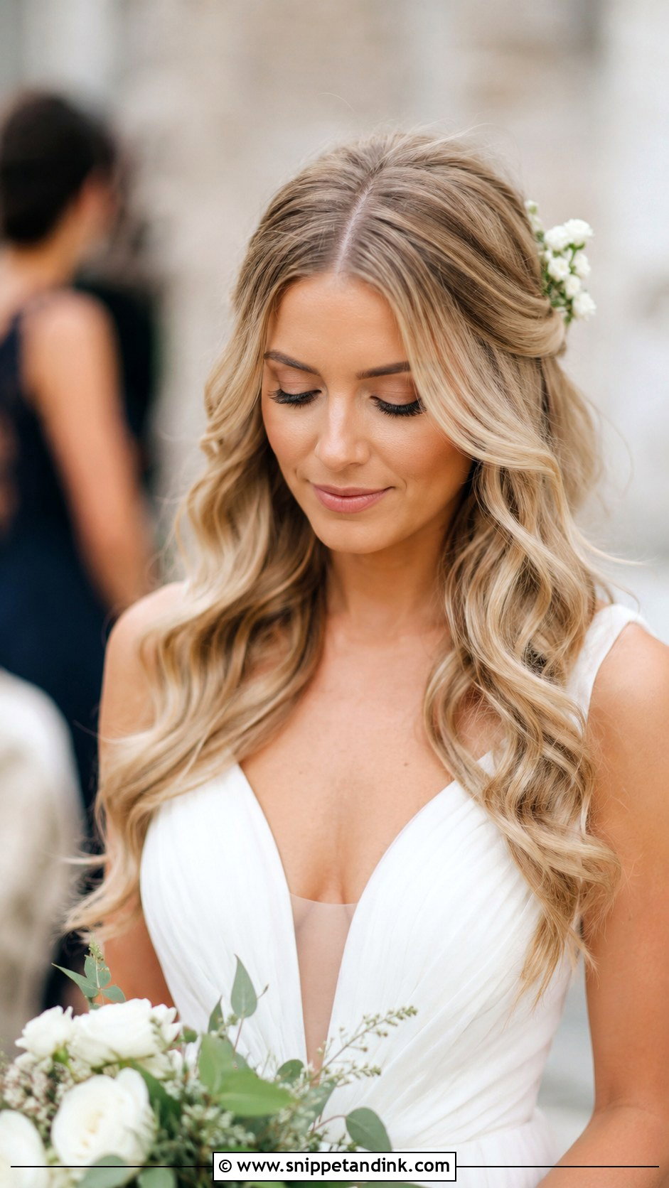 Long Flowing Waves With Center Part - Snippet and Ink - 30 Timeless Bridal Hair Ideas