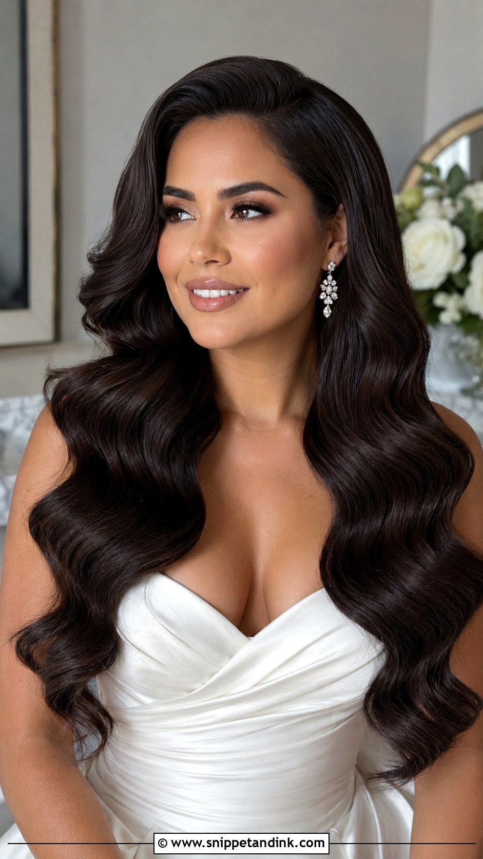 Long Glam Waves For Wedding - Snippet and Ink - 15 Long Hair Wedding Waves