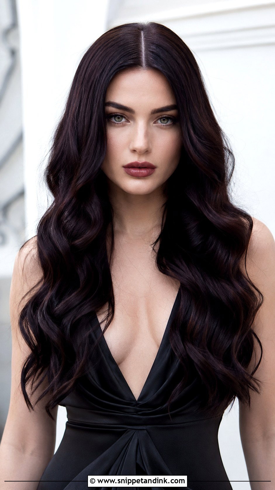 Long Gothic Waves With Center Part - Snippet and Ink - 25 Gothic Wedding Hairstyles
