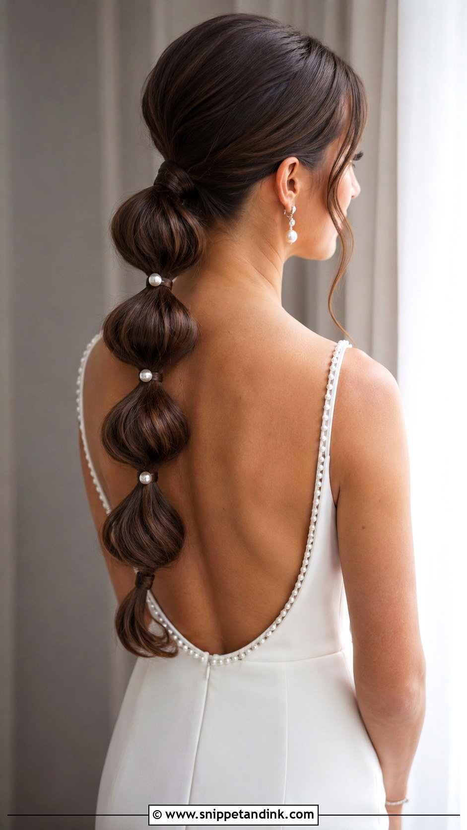 Long Hair Bridal Bubble Ponytail - Snippet and Ink - 15 Long Hair Bridal Hairstyle Ideas