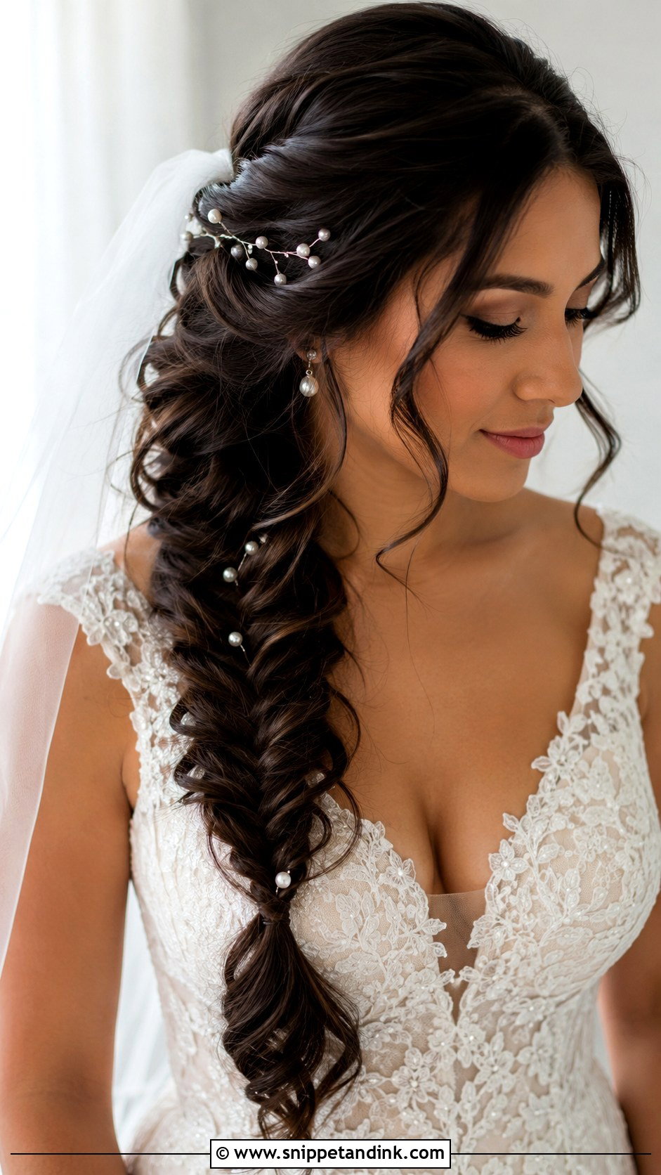 Long Hair Bridal Fishtail Braid - Snippet and Ink - 15 Long Hair Bridal Styles