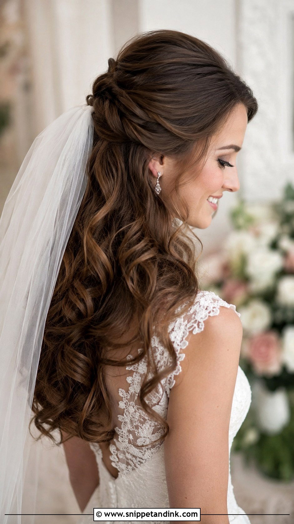 Long Hair Bridal Half Up Half Down - Snippet and Ink - 20 Long Hair Bridal Hair Ideas