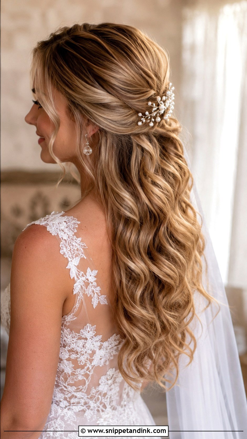 Long Hair Bridal Half Up Half Down - Snippet and Ink - 15 Long Hair Bridal Hairstyle Ideas