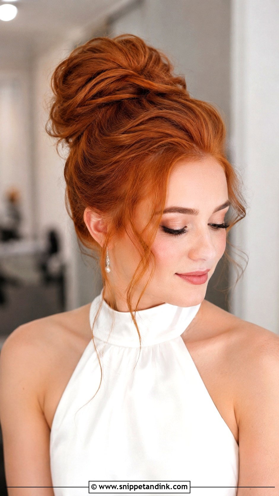 Long Hair Bridal High Bun - Snippet and Ink - 15 Long Hair Bridal Hairstyle Ideas