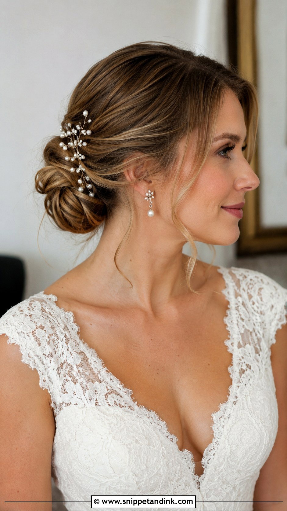 Long Hair Bridal Low Bun - Snippet and Ink - 20 Long Hair Bridal Hair Ideas