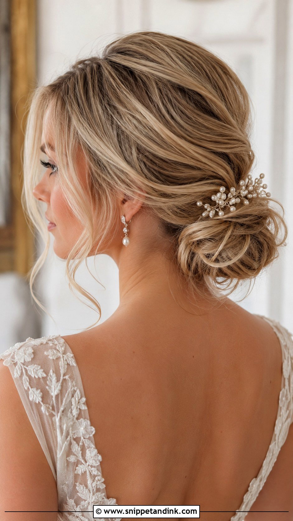 Long Hair Bridal Low Bun - Snippet and Ink - 15 Long Hair Bridal Hairstyle Ideas