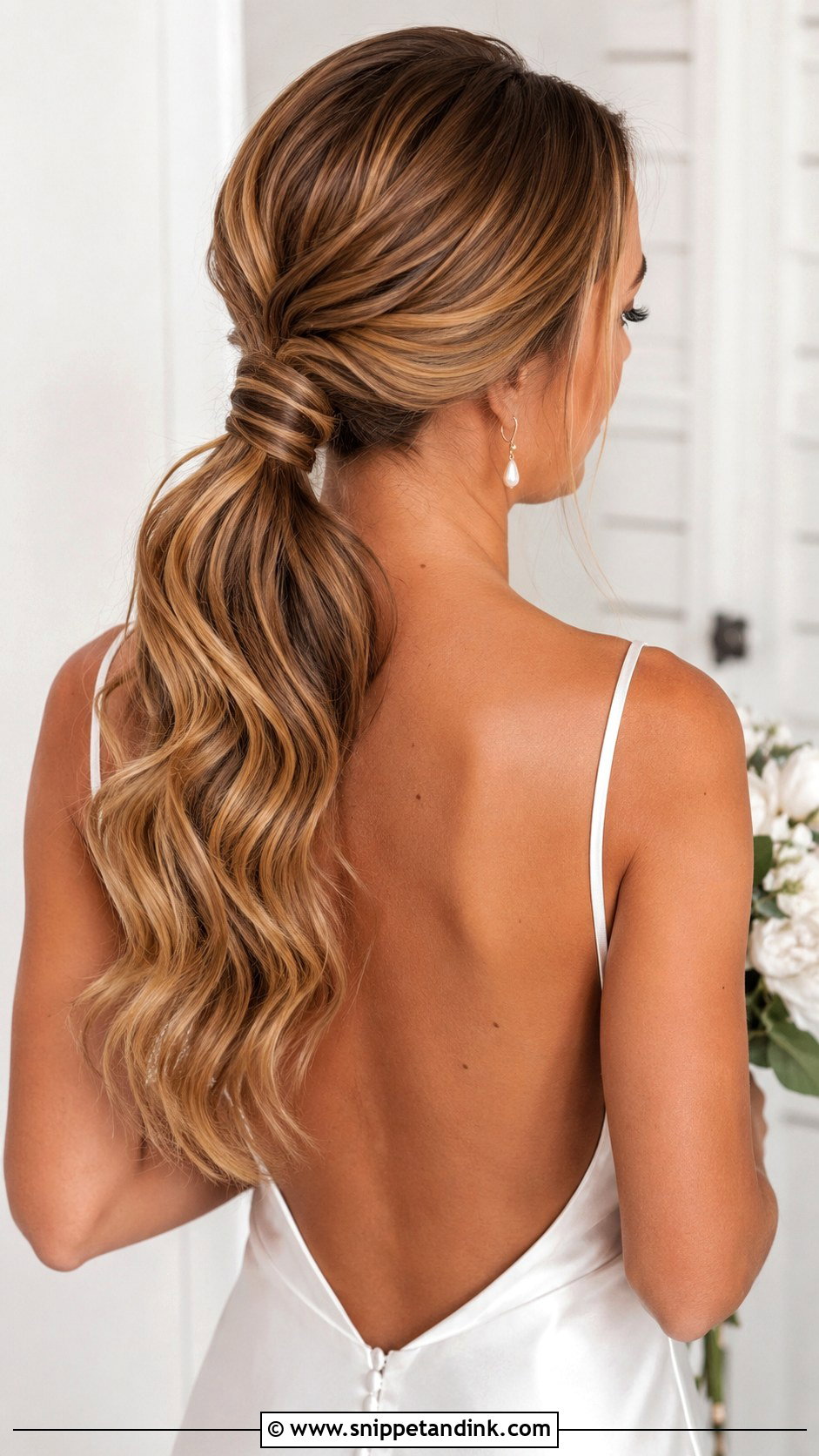 Long Hair Bridal Low Ponytail - Snippet and Ink - 20 Long Hair Bridal Hair Ideas